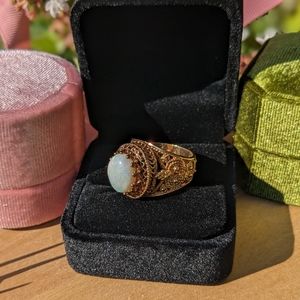Vintage Victorian Style Opal Ring 10K Yellow Gold Size 7